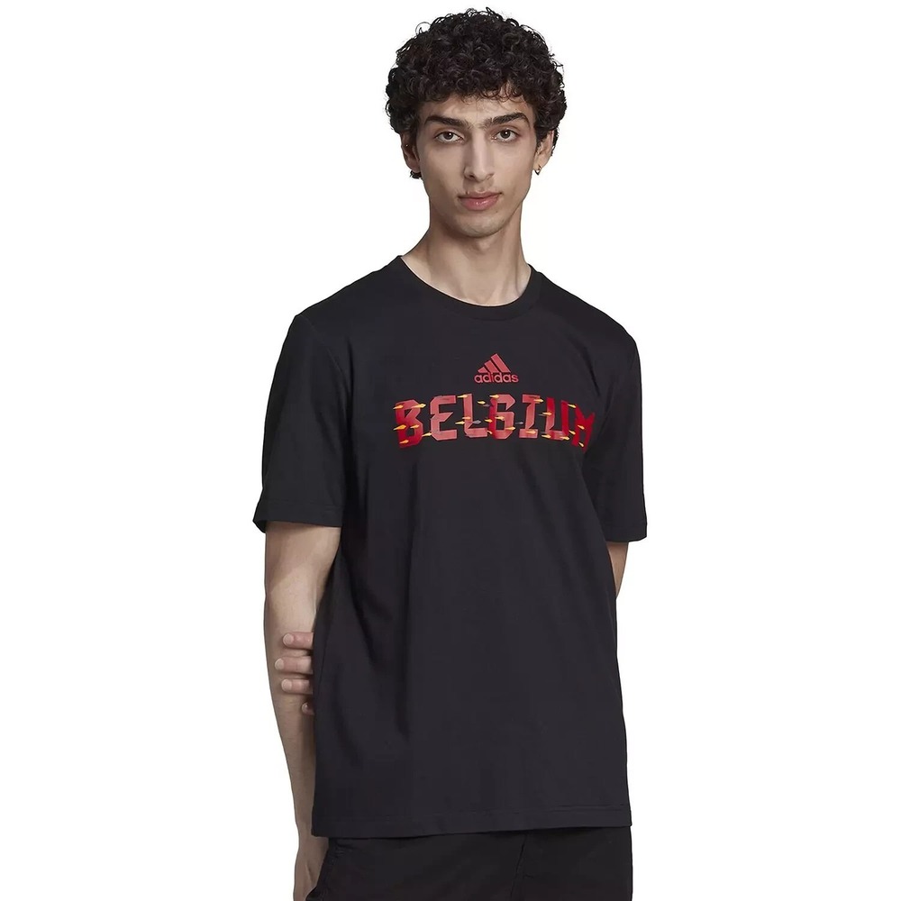 Men's adidas HD6359 FIFA World Cup 2022™ T-Shirt Belgium Team Black Size Small